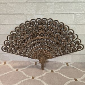 Vintage 1980 Burwood Wall Fan #2424 Wall Decor 21" X 13 " MCM Boho Made In USA